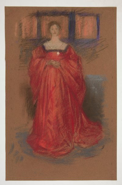 Studie van een vrouw in Renaissancekostuum door Edwin Austin Abbey