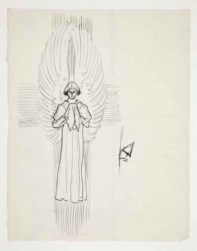 Studie van een engel, voor De zoektocht naar de Heilige Graal (serie van vijftien schilderijen voor de Boston Public Library, voltooid in 1901) door Edwin Austin Abbey