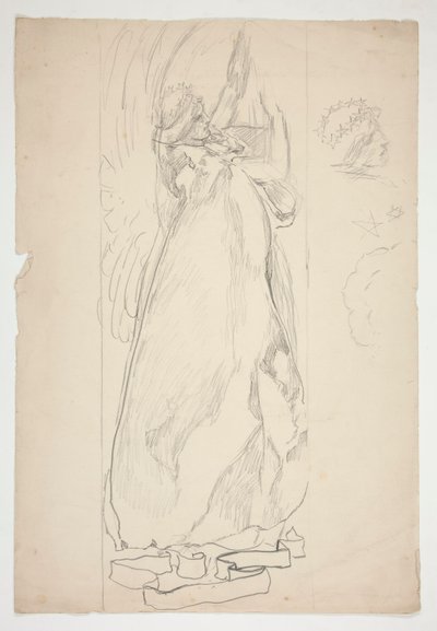 Studie van een Engel (voor glas-in-lood? voor een plafond?) door Edwin Austin Abbey