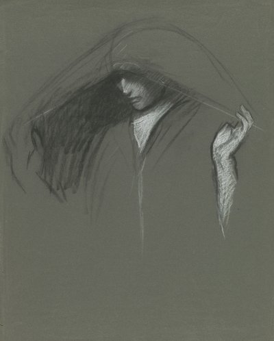 Studie van gedrapeerd hoofd door Edwin Austin Abbey