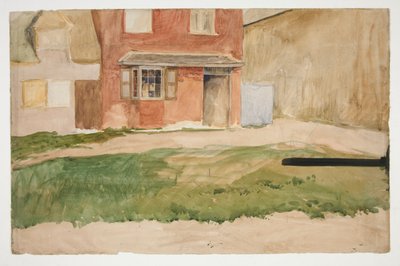 Studie van de buitenkant van een rood bakstenen gebouw door Edwin Austin Abbey