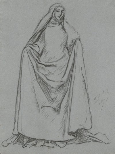 Studie van vrouwelijke figuur (verso: mannelijke figuur) door Edwin Austin Abbey