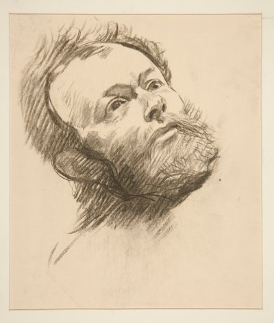 Studie van het hoofd van een bebaarde man voor De zoektocht naar de Heilige Graal (serie van vijftien schilderijen voor de Boston Public Library, voltooid in 1901) door Edwin Austin Abbey