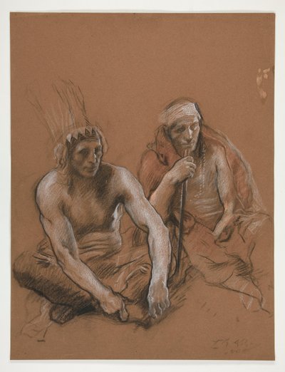 Studie van twee Indianen door Edwin Austin Abbey