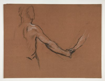 Studie van twee figuren die handen schudden in de door Edwin Austin Abbey