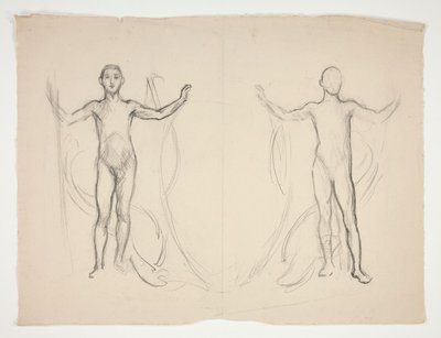 Studie van twee vlamdragers door Edwin Austin Abbey
