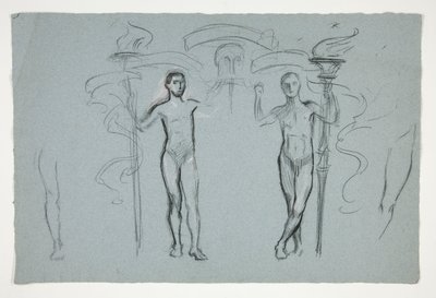 Studie van twee vlamdragers door Edwin Austin Abbey