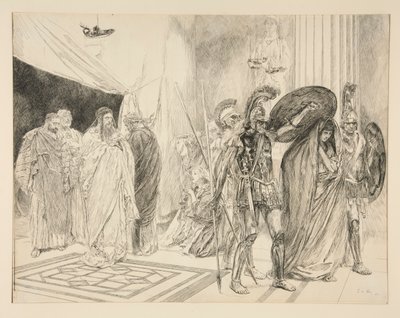 De gevangenschap van de koningin - Act II, Scene I, De winter door Edwin Austin Abbey