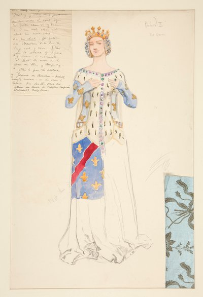 De Koningin, kostuumschets voor King Richard II door Edwin Austin Abbey