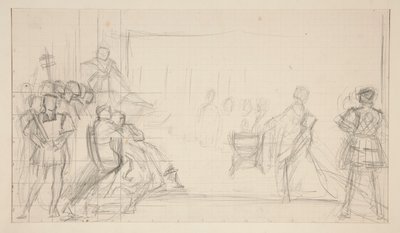 Proces van Koningin Catharine, studie door Edwin Austin Abbey