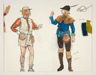 Twee Mannen, kostuumschets voor Henry Irving door Edwin Austin Abbey