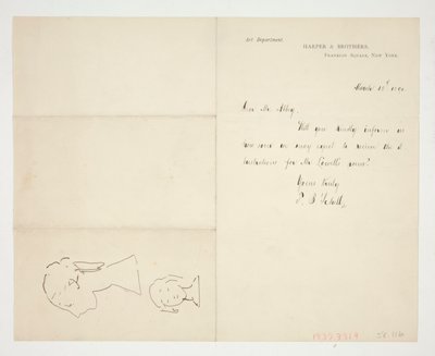 Twee schetsen van een buste door Edwin Austin Abbey