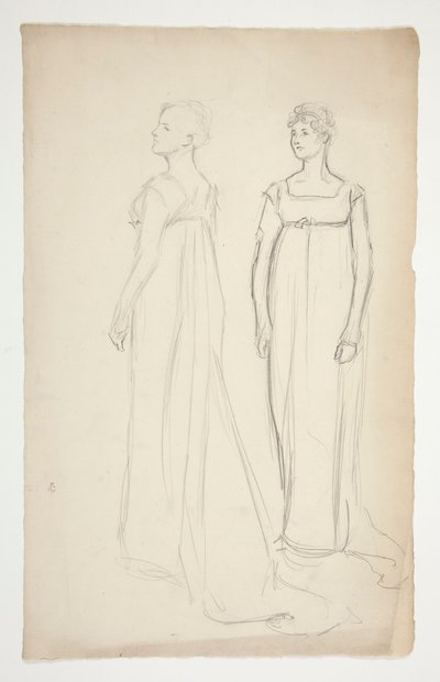 Twee studies van een vrouw in Grieks-Romeinse kleding door Edwin Austin Abbey