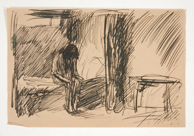 Ongeïdentificeerde illustratie - Studie van persoon in gevangenis door Edwin Austin Abbey