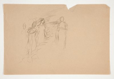 Niet-geïdentificeerde illustratie - Studie van drie vrouwelijke figuren door Edwin Austin Abbey