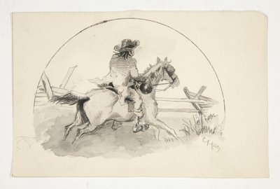 Ongeïdentificeerde illustratie [Man te paard] door Edwin Austin Abbey