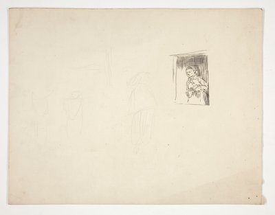 Vrouw bij raam - niet-geïdentificeerde illustratie door Edwin Austin Abbey