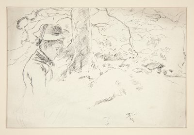 Vrouw zittend in tuin - niet-geïdentificeerde illustratie door Edwin Austin Abbey