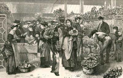 De bloemenmarkt, Covent Garden, Londen door Edwin Buckman