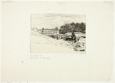 Whistler Schetsend bij Moulsey Lock door Edwin Edwards