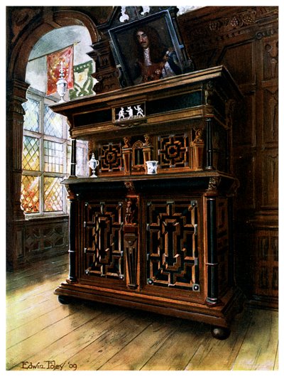 Een kast van eikenhout en walnoot, 1910 door Edwin Foley