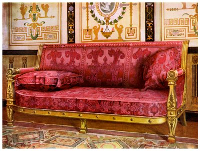 Gesneden vergulde bank bedekt met rozen Brocade de Lyon, 1911-1912 door Edwin Foley