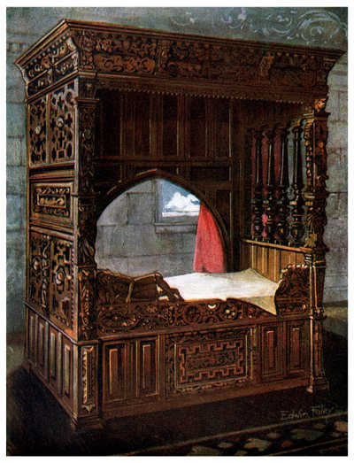 Gesneden eikenhouten bed van Jeanne d