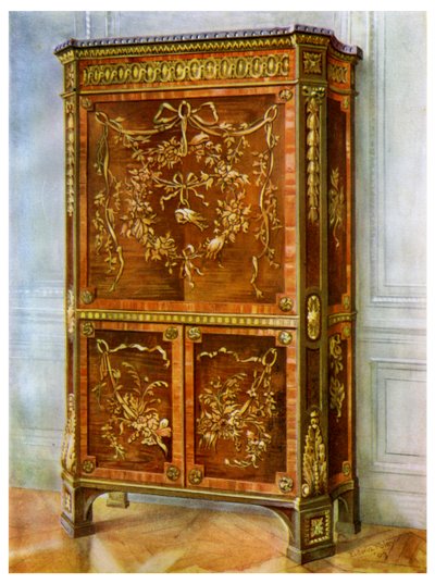 Ingelegd ormolu gemonteerd rechtopstaande secretaire, Frans, 1911-1912 door Edwin Foley