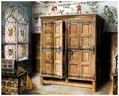 Eiken pers, Strangers Hall, Norwich, Norfolk, 1910 door Edwin Foley