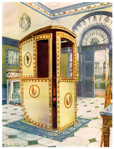 Geschilderde en gelakte draagstoel met koepeldak, 1911-1912 door Edwin Foley