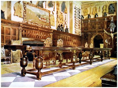 Shovelboard tafel in de hal van Littlecote, 1910 door Edwin Foley