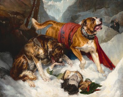 Alpenmastiffs reanimeren een noodlijdende reiziger, 1820 door Edwin Henry Landseer