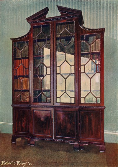 Gesneden Chippendale bibliotheekkast door Edwin John Foley