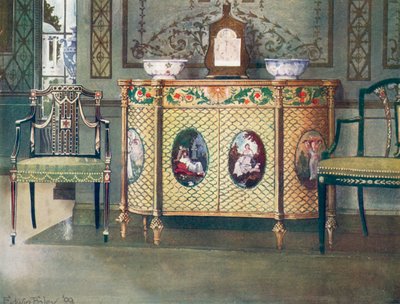 Geschilderde Commode en Stoelen door Edwin John Foley