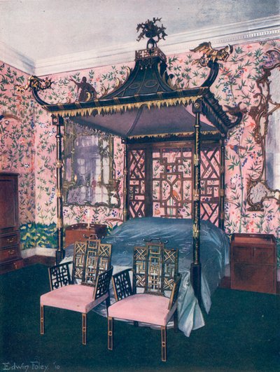 De Chippendale Chinese Kamer in Badminton House door Edwin John Foley