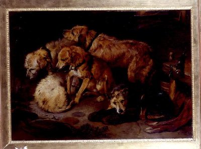 Feest bij de haard door Edwin Landseer