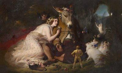 Scène uit Een Midzomernachtsdroom. Titania en Bottom door Edwin Landseer