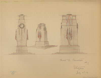 Schets nr. 1 voor het Cenotaaf, Whitehall, Westminster, Londen door Edwin Landseer Lutyens