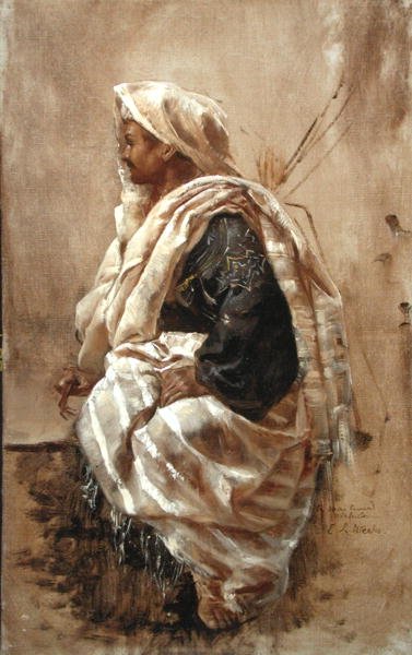 Een zittende Arabier door Edwin Lord Weeks