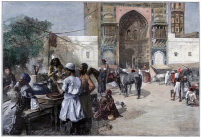 Een openluchtrestaurant in Lahore, India, 1880 door Edwin Lord Weeks