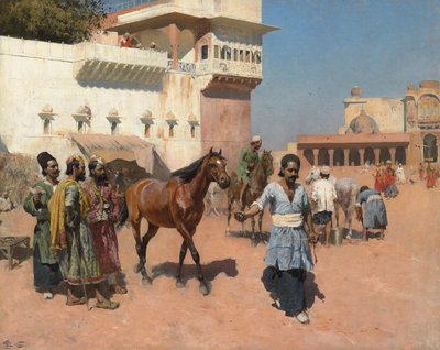Perzische paardenhandelaar, Bombay, 1880s door Edwin Lord Weeks