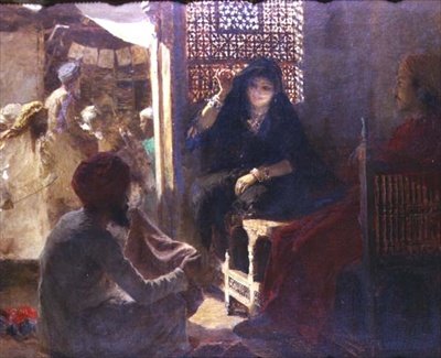 Stof selecteren op de bazaar door Edwin Lord Weeks