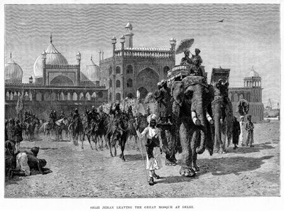 Shah Jehan verlaat de Grote Moskee in Delhi, ca. 19e eeuw door Edwin Lord Weeks