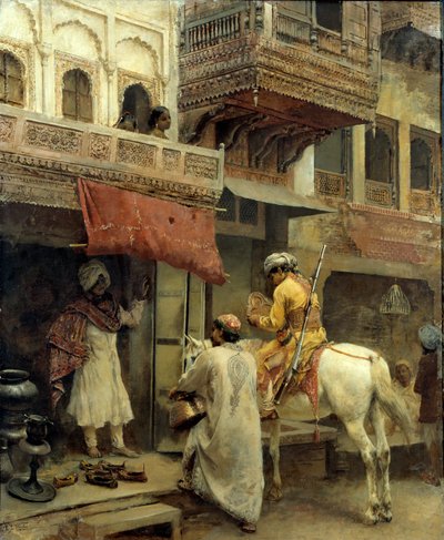 Straatscène in India door Edwin Lord Weeks