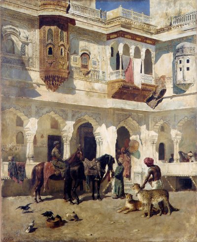 De radja vertrekt op jacht, ca. 1885 door Edwin Lord Weeks