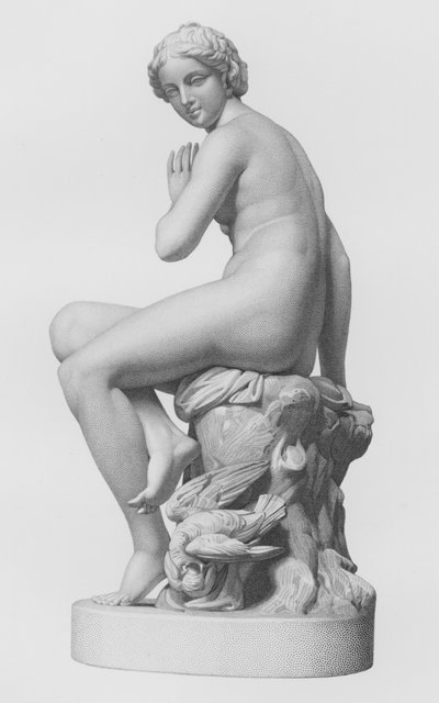 Een verraste nimf (gravure) door Edwin Roffe