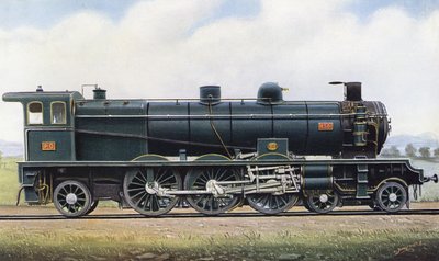 Het product van twee republieken: "Pacific" Type Stoomlocomotief nr. 4501, Parijs - Orleans Spoorweg. 1910 (litho) door Edwin Thomas Rudd