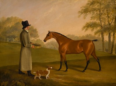 Een paard in een landschap met de stalknecht, David, Bennet, ca. 1805 door Edwin W. Cooper
