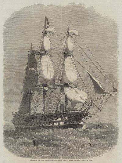 Cruise van Zijne Koninklijke Hoogheid Prins Alfred, Hare Majesteits Schip St George, 90 kanonnen door Edwin Weedon