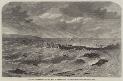 Douglas Breakwater, Isle of Man, beschadigd door de recente storm door Edwin Weedon